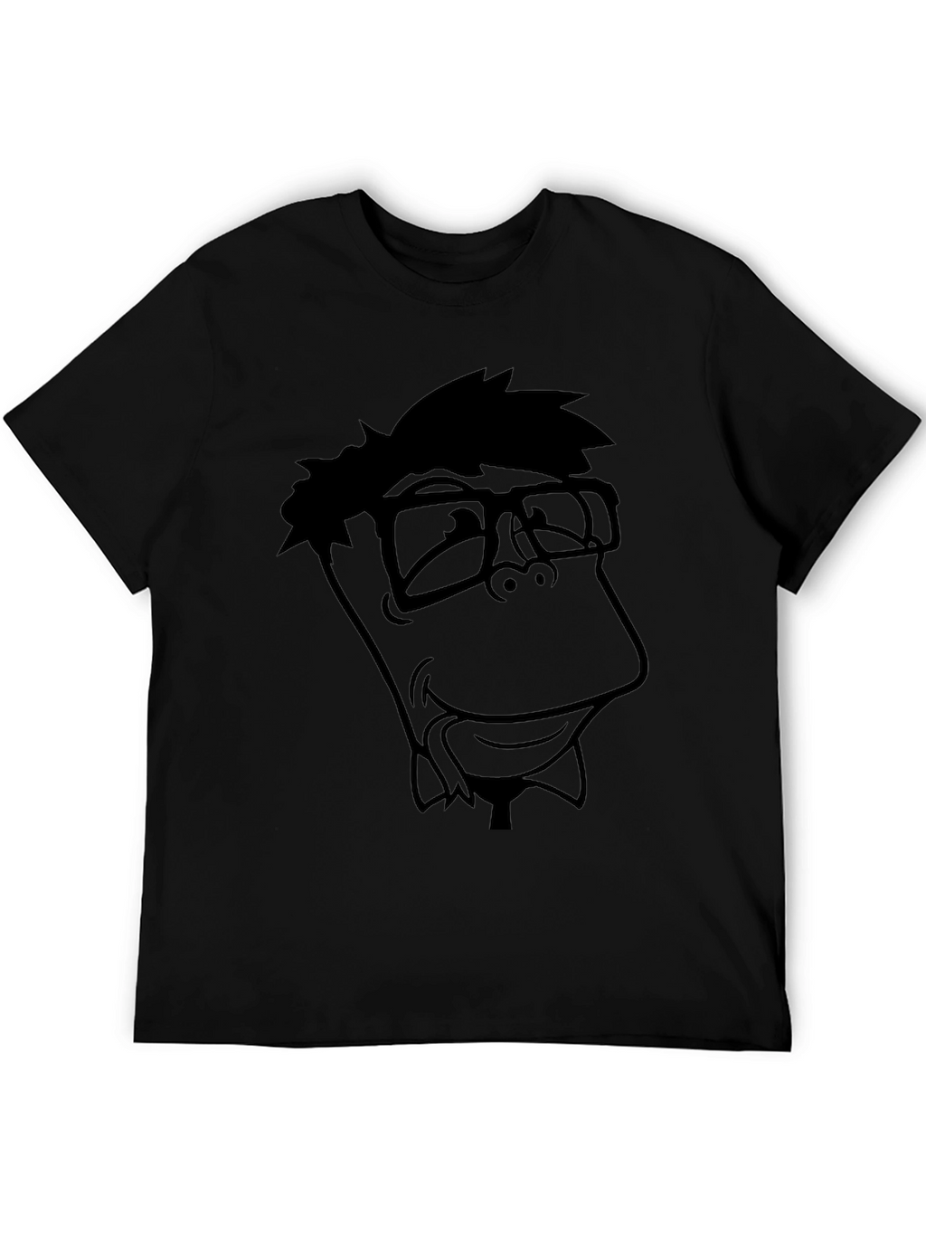 Nerdy Cartoon Graphic Black T-Shirt