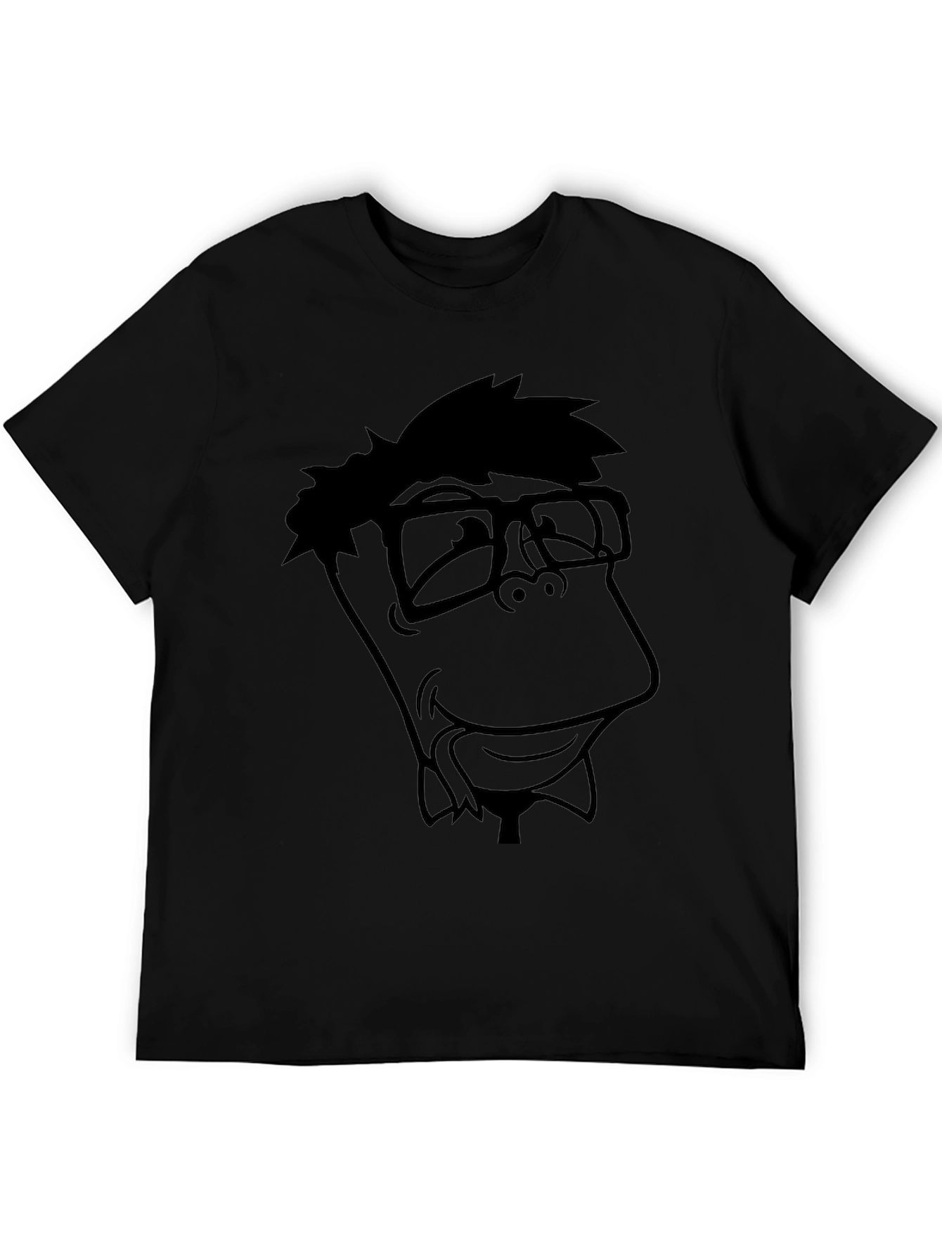 Nerdy Cartoon Graphic Black T-Shirt