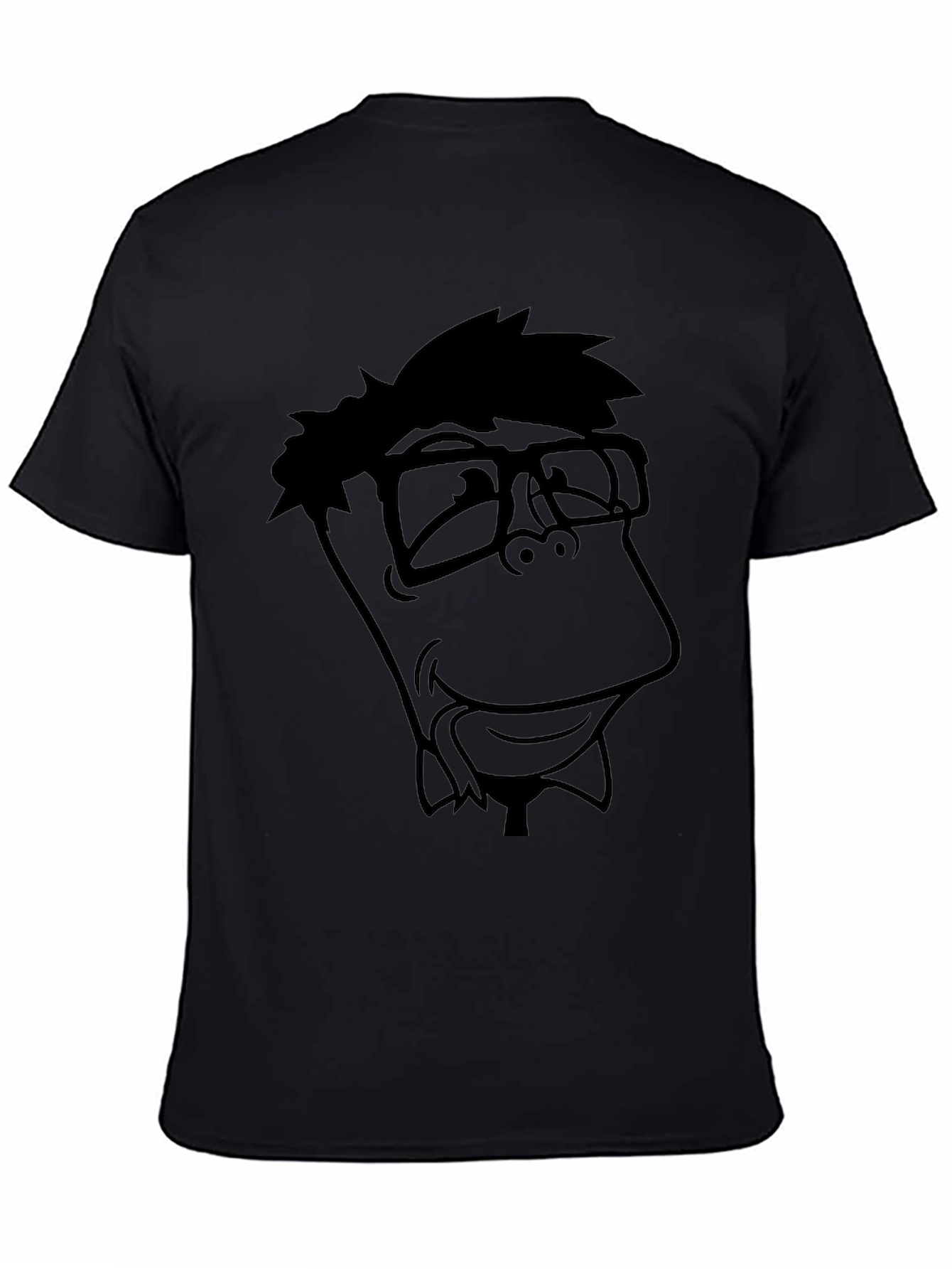 Nerdy Cartoon Graphic Black T-Shirt