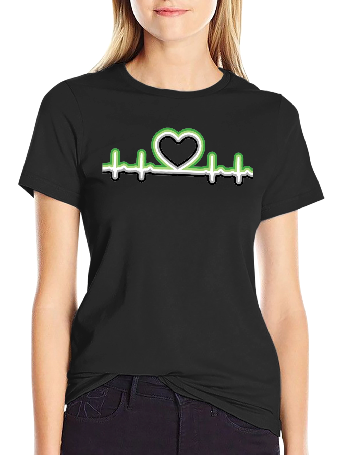Heartbeat Aro Pride T-Shirt - Black