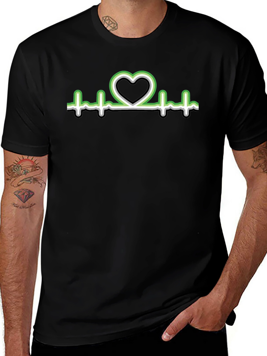 Heartbeat Aro Pride T-Shirt - Black