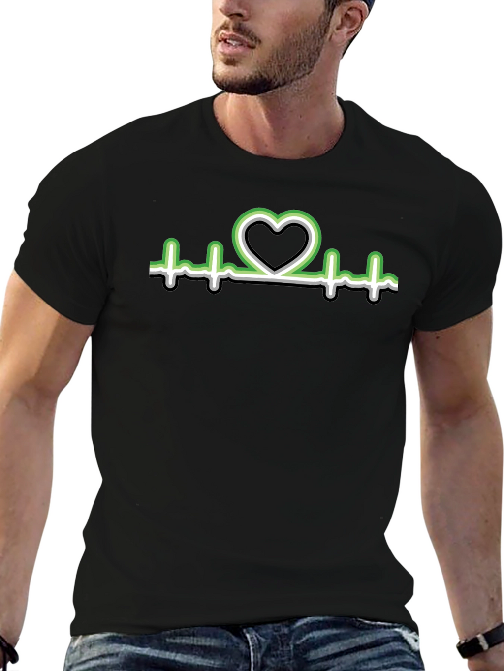 Heartbeat Aro Pride T-Shirt - Black