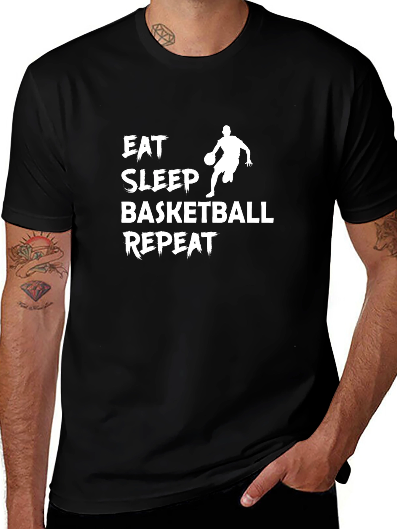 Eat Sleep Basketball Repeat Black Graphic Tee
