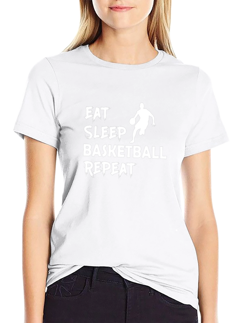 Eat Sleep Basketball Repeat Black Graphic Tee