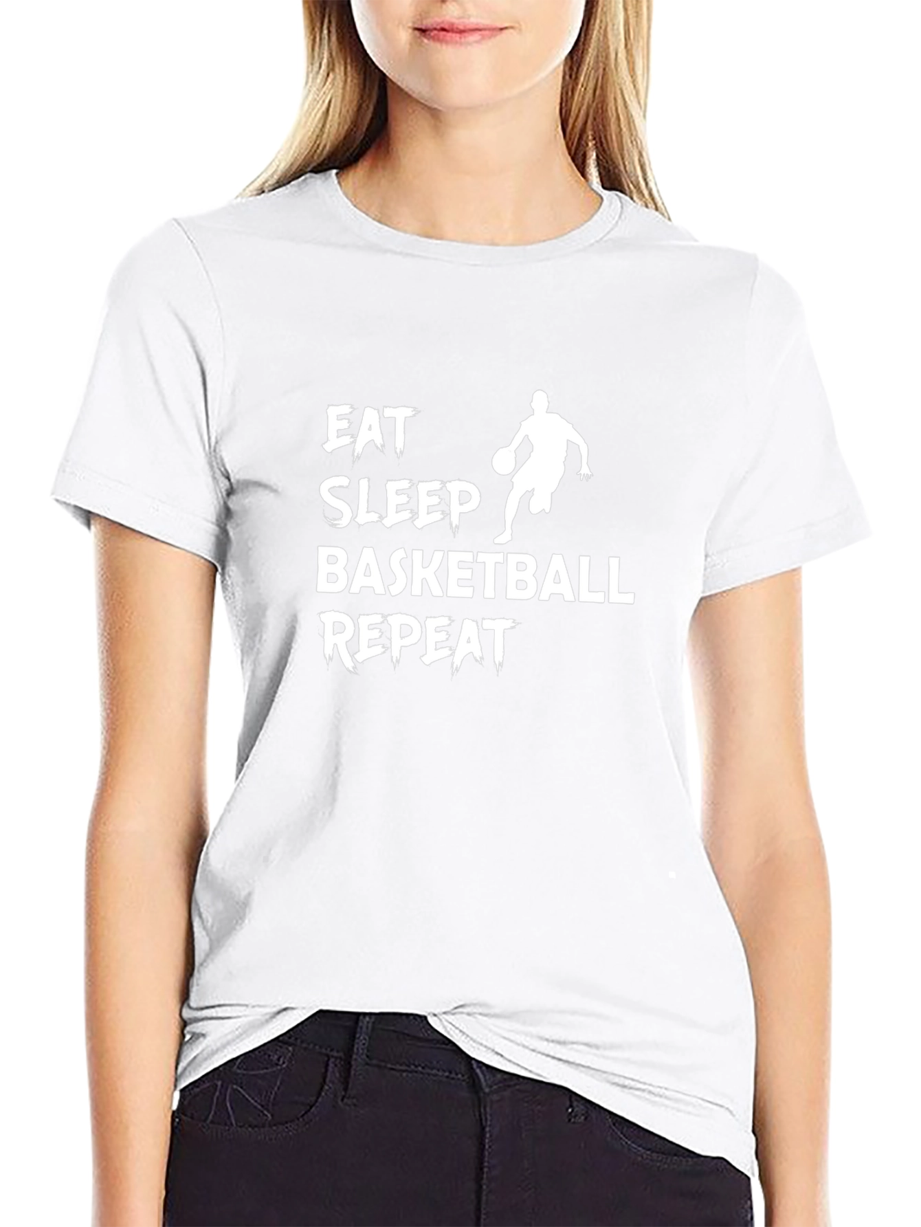 Eat Sleep Basketball Repeat Black Graphic Tee