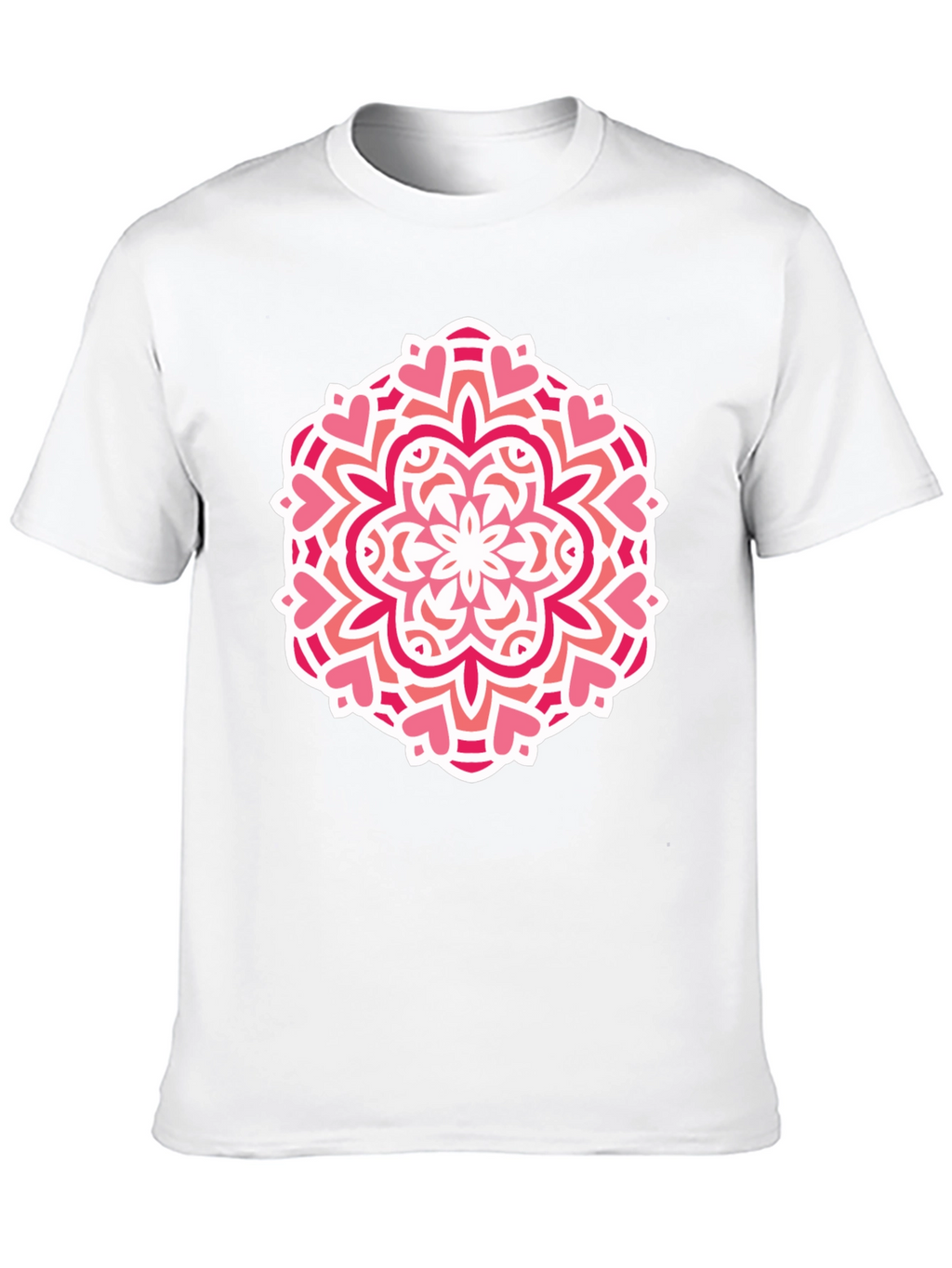 Heart Mandala Graphic Tee - Black Cotton Casual Shirt