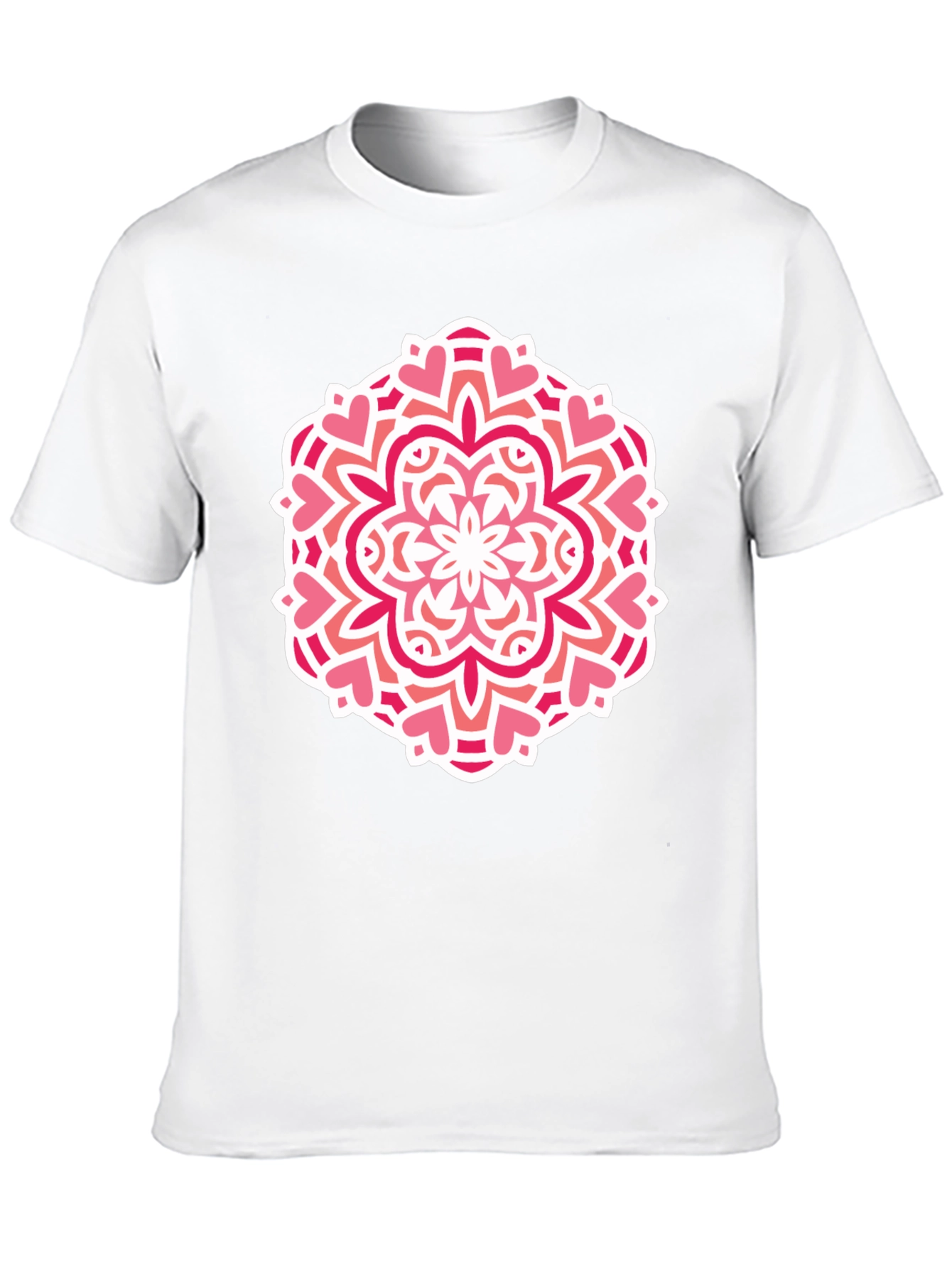 Heart Mandala Graphic Tee - Black Cotton Casual Shirt