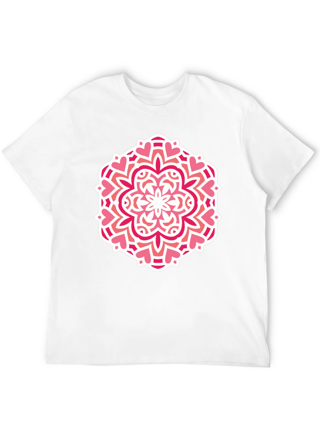Heart Mandala Graphic Tee - Black Cotton Casual Shirt