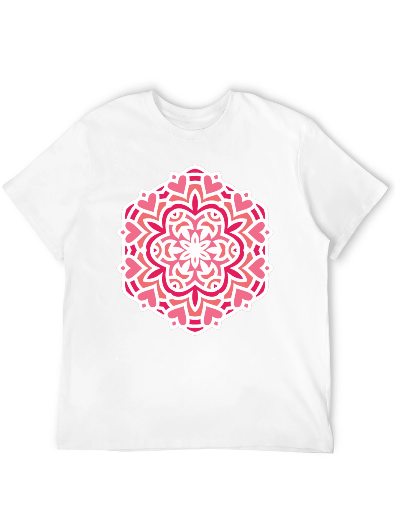 Heart Mandala Graphic Tee - Black Cotton Casual Shirt