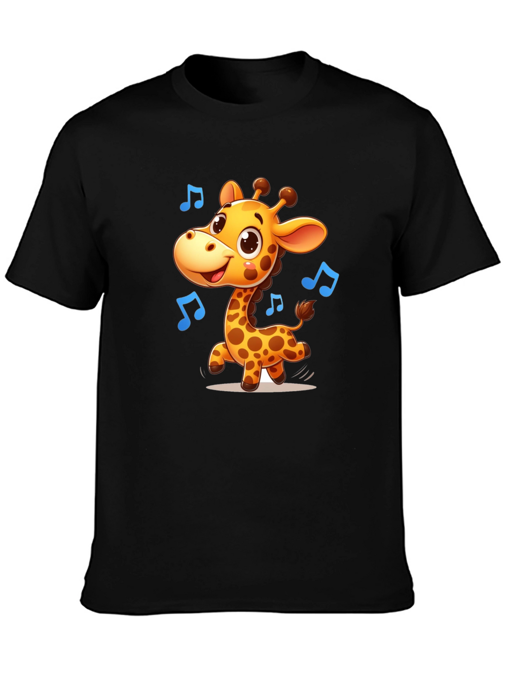 Cute Giraffe Music T-Shirt - Black