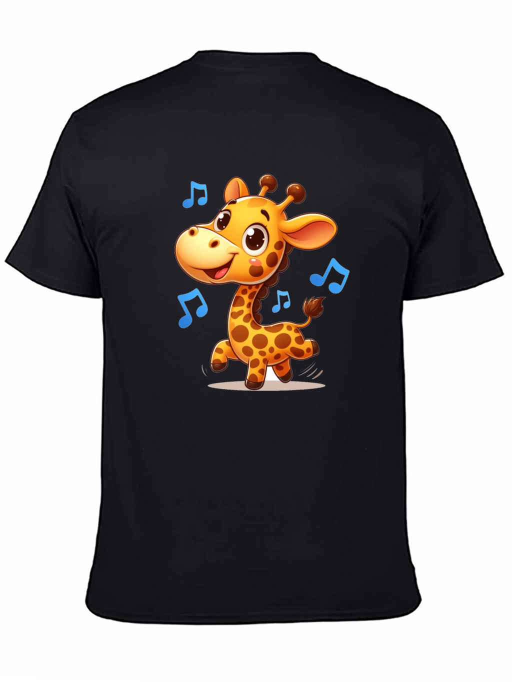 Cute Giraffe Music T-Shirt - Black