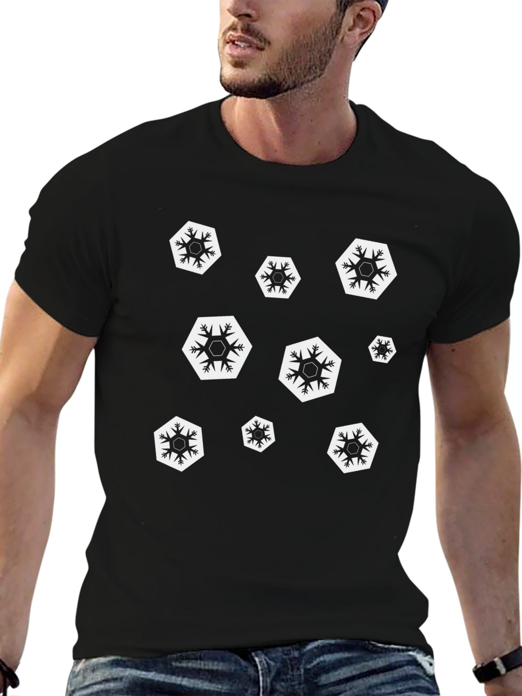 Snowflake Graphic Black T-Shirt