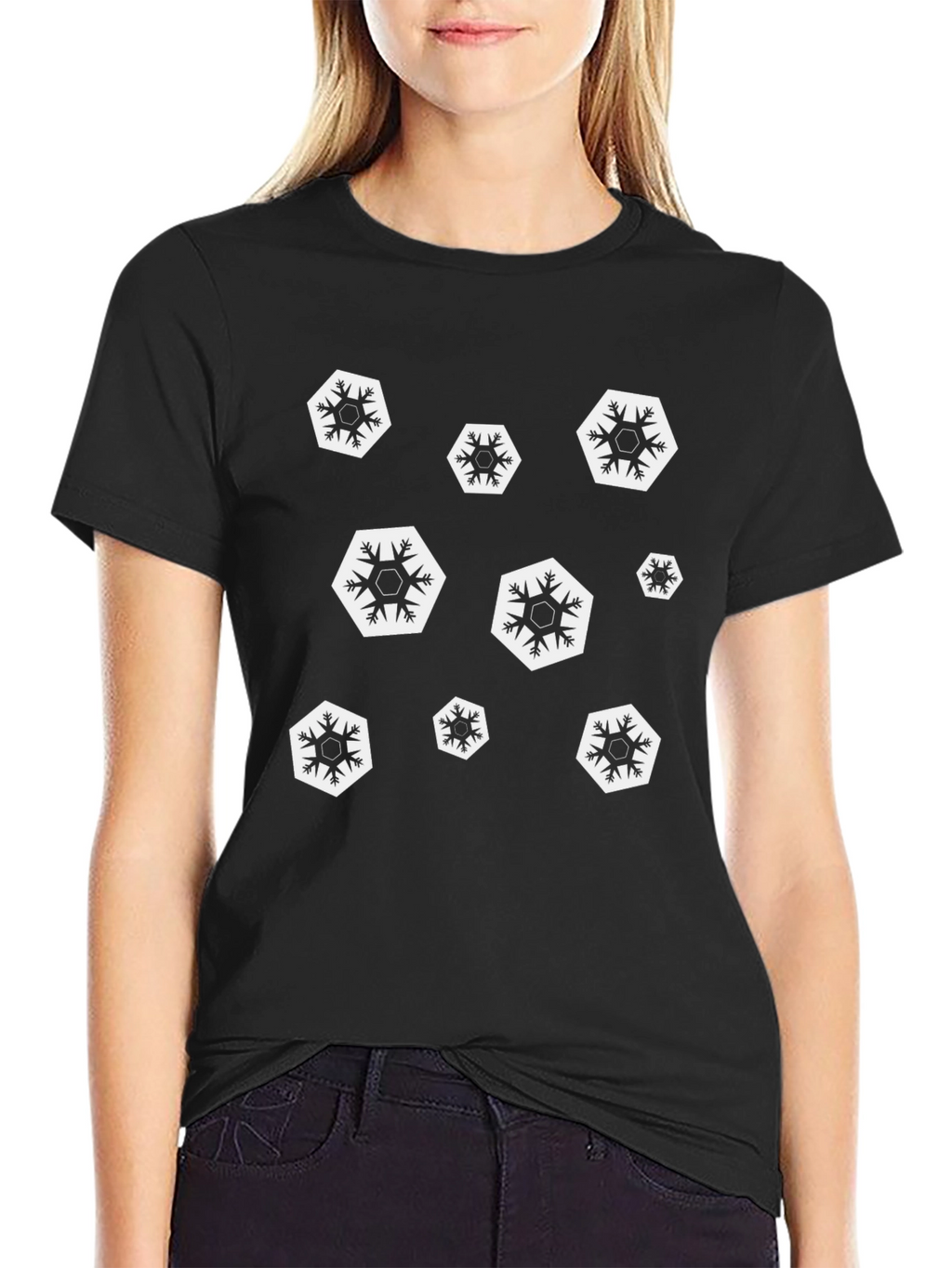 Snowflake Graphic Black T-Shirt