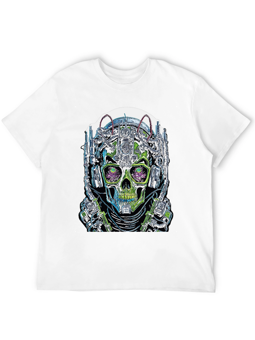 Cyberpunk Skull Graphic T-Shirt