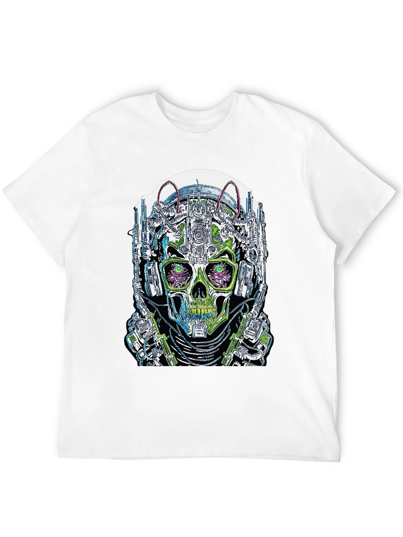 Cyberpunk Skull Graphic T-Shirt