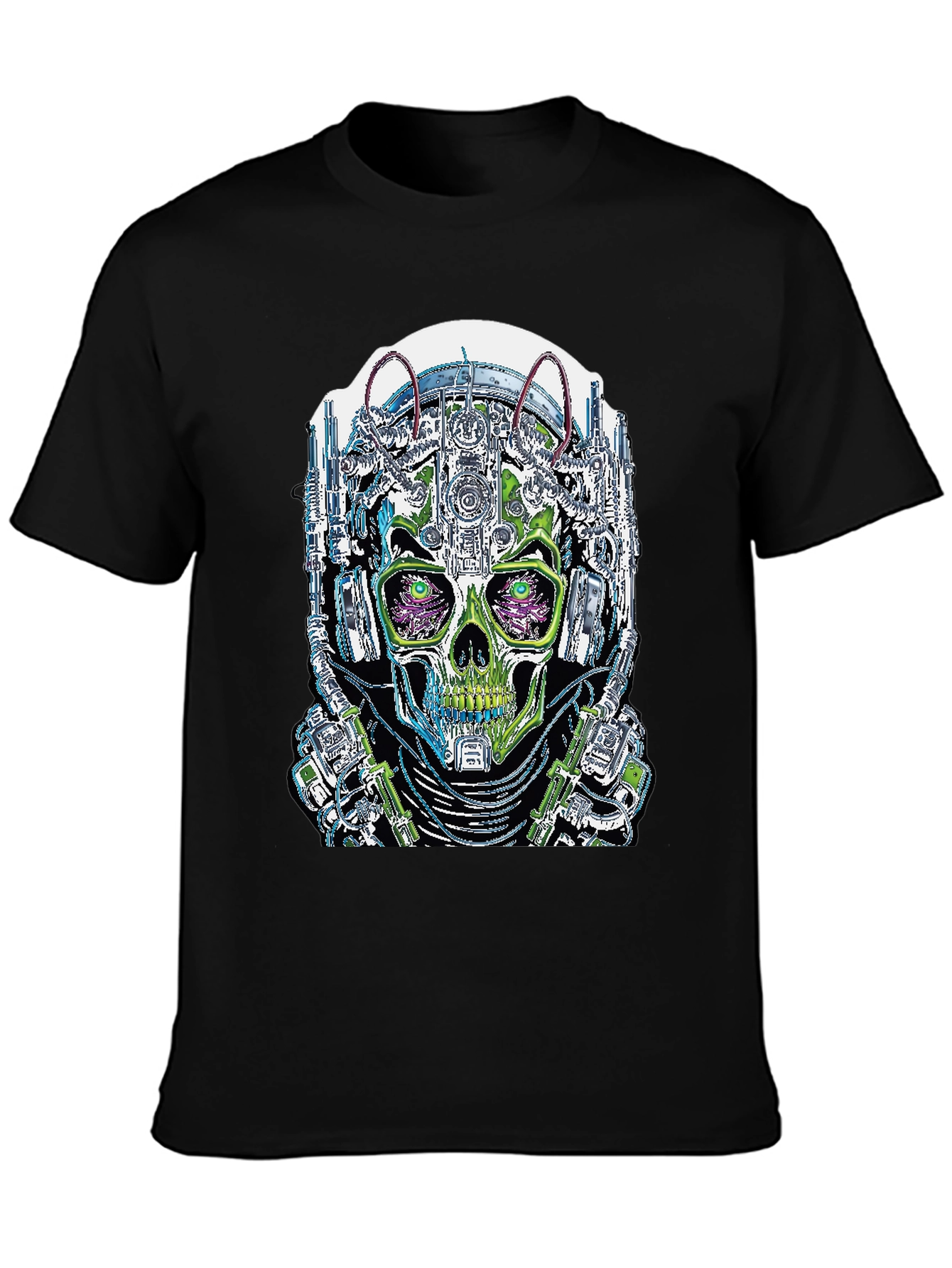 Cyberpunk Skull Graphic T-Shirt