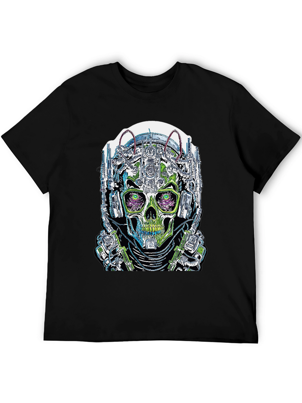 Cyberpunk Skull Graphic T-Shirt
