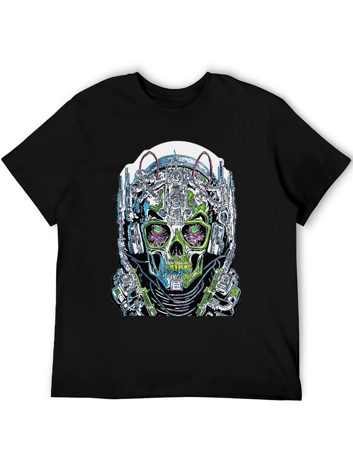 Cyberpunk Skull Graphic T-Shirt