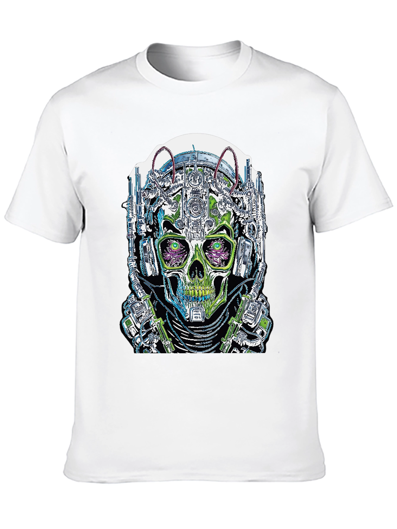 Cyberpunk Skull Graphic T-Shirt