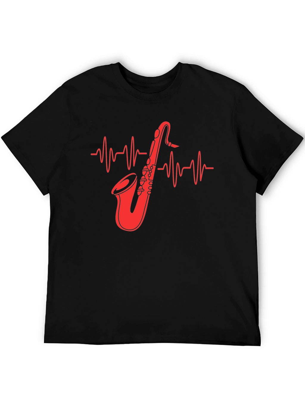 Saxophone Heartbeat Graphic Tee - Music Lover Shirt