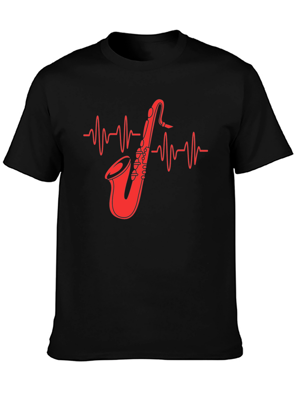 Saxophone Heartbeat Graphic Tee - Music Lover Shirt