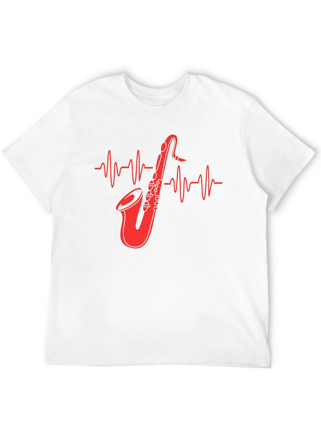 Saxophone Heartbeat Graphic Tee - Music Lover Shirt