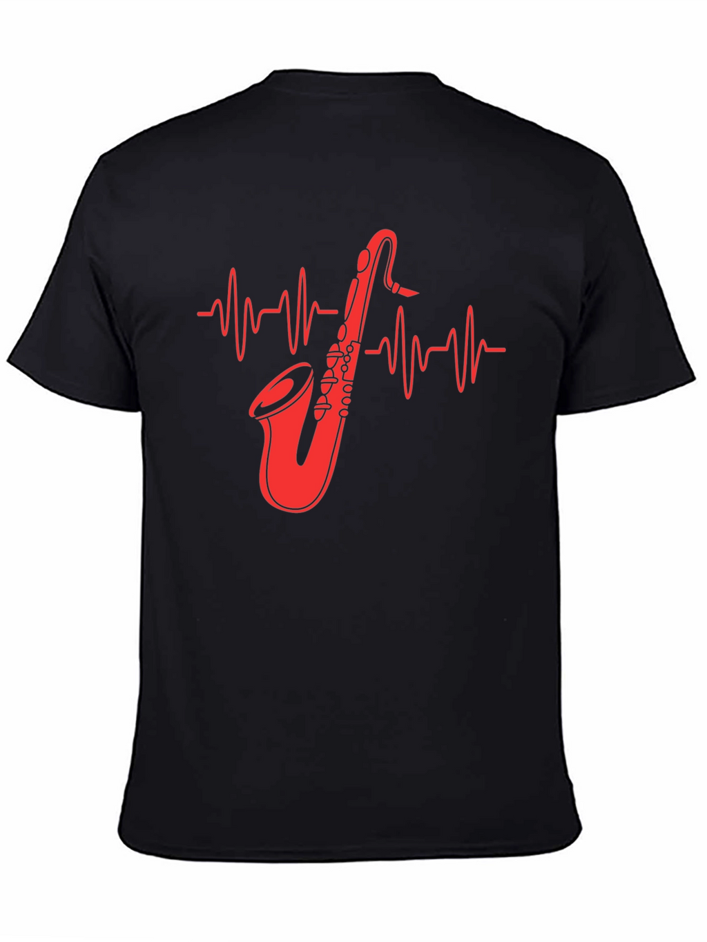 Saxophone Heartbeat Graphic Tee - Music Lover Shirt