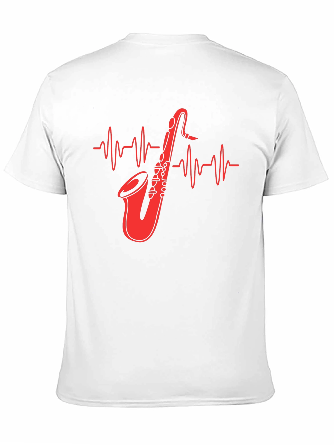 Saxophone Heartbeat Graphic Tee - Music Lover Shirt