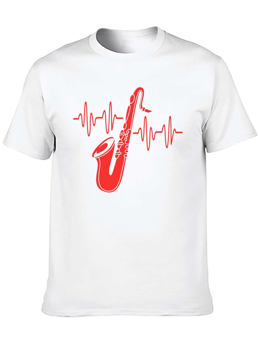 Saxophone Heartbeat Graphic Tee - Music Lover Shirt