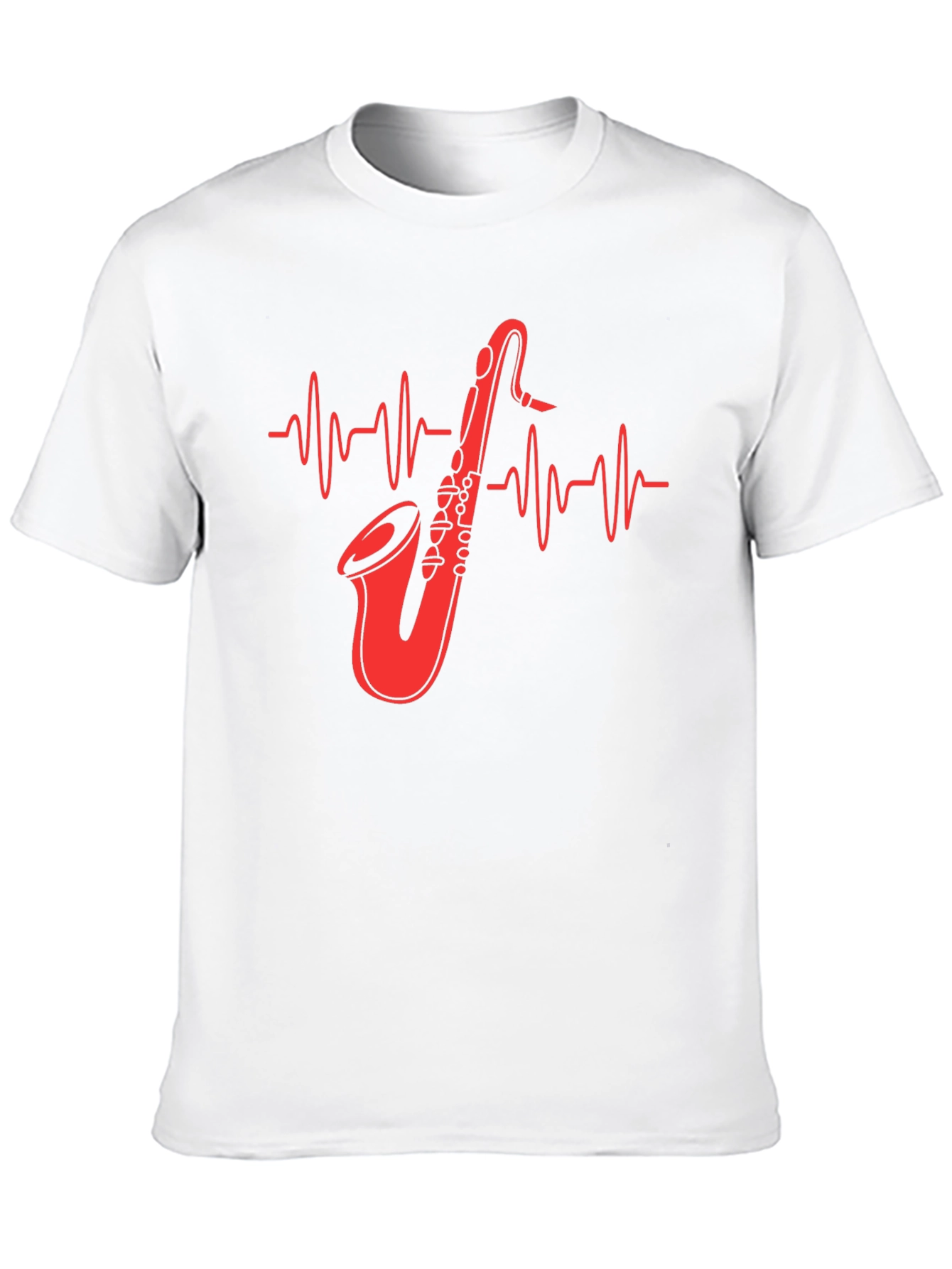 Saxophone Heartbeat Graphic Tee - Music Lover Shirt