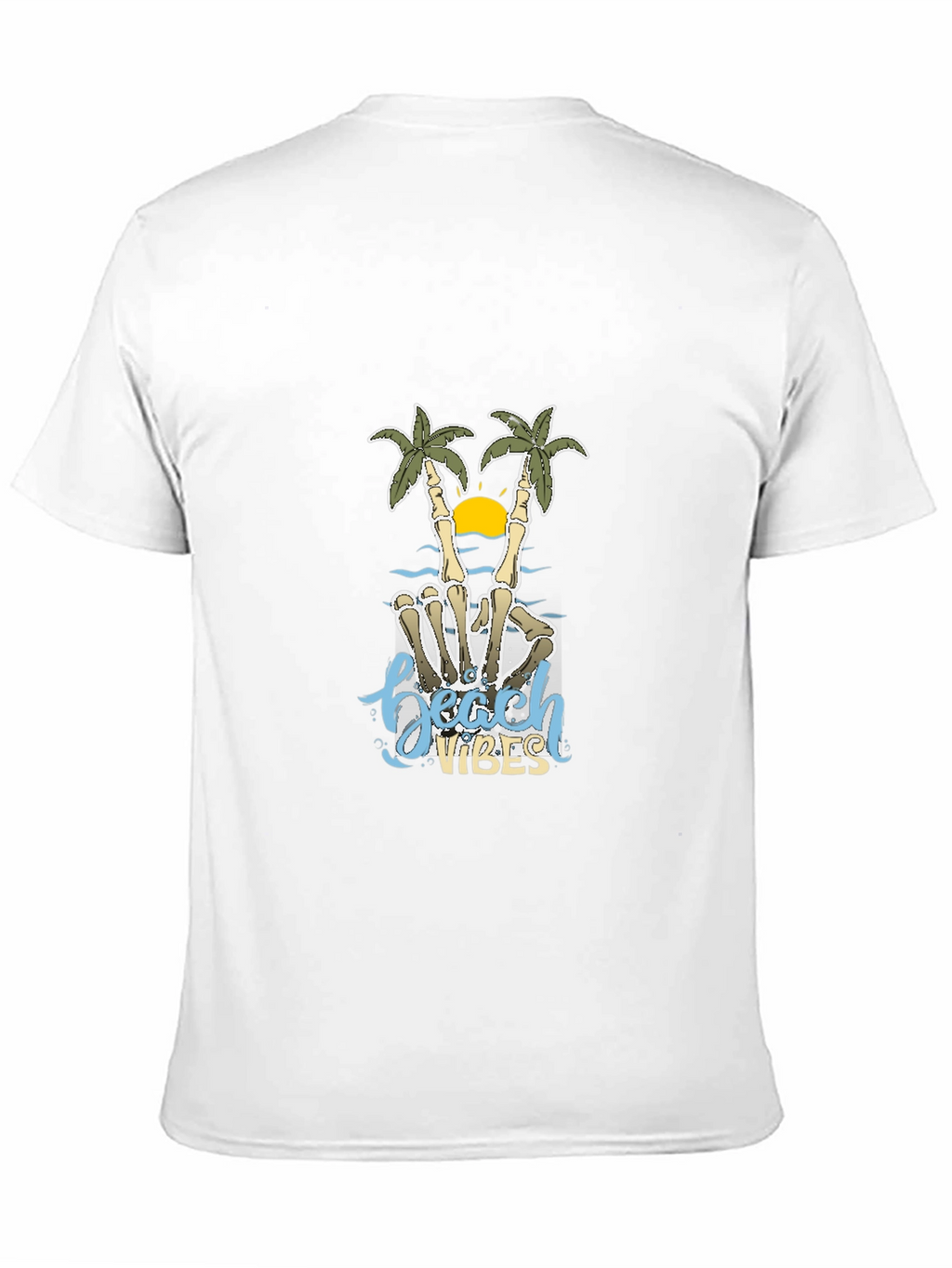 Beach Vibes Skeleton Hand Palm Tree T-Shirt