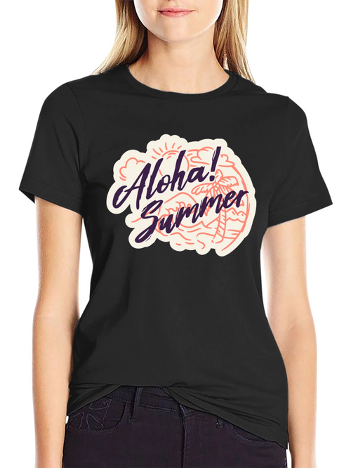 Aloha Summer Black T-Shirt - Beach Vibes