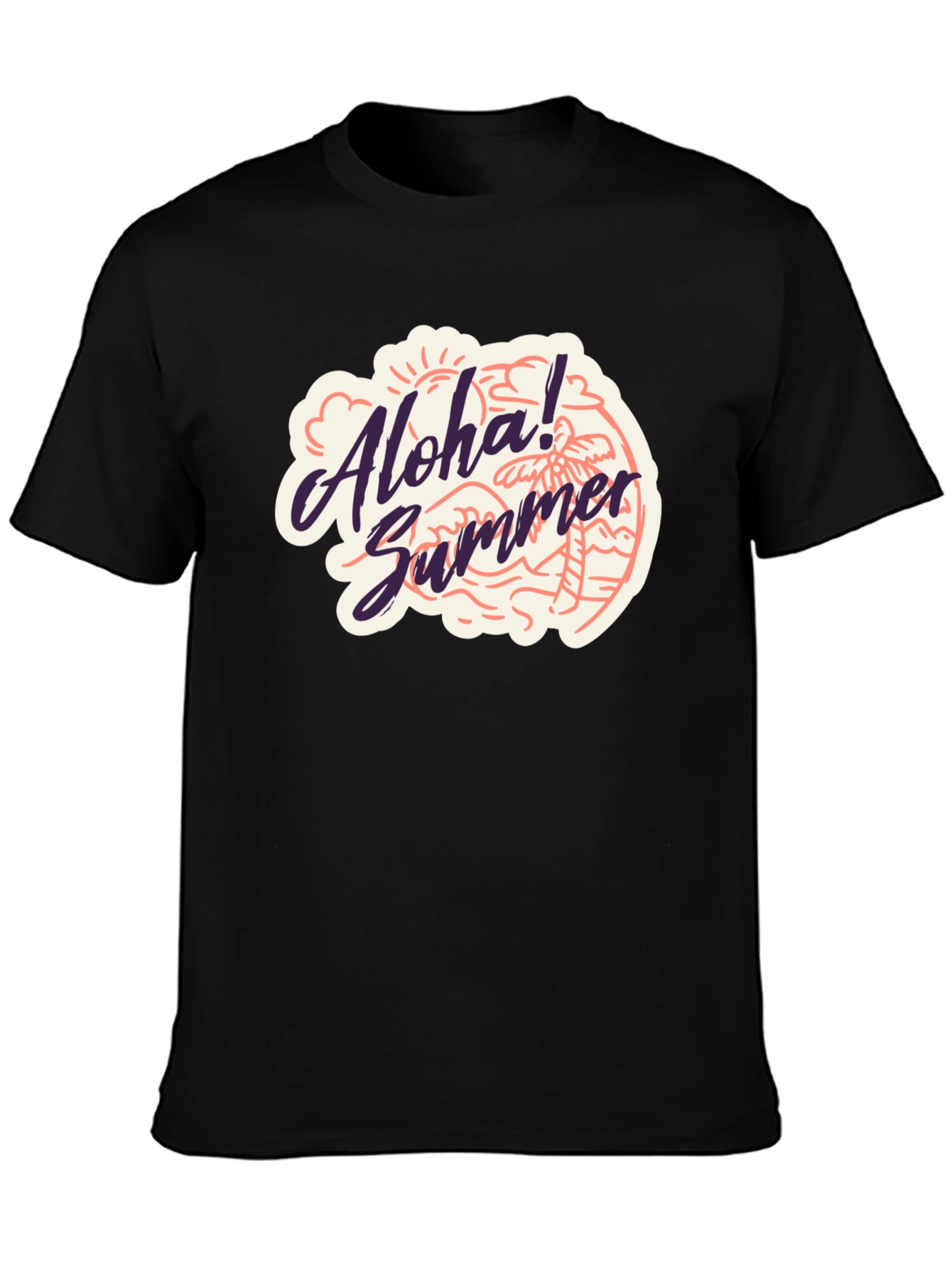 Aloha Summer Black T-Shirt - Beach Vibes