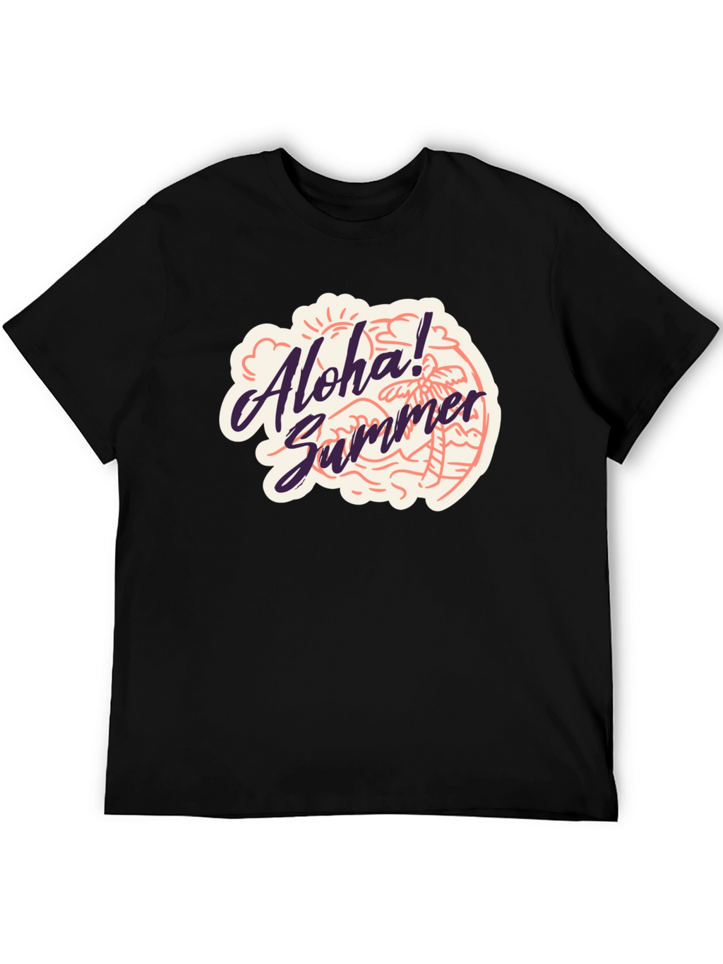 Aloha Summer Black T-Shirt - Beach Vibes