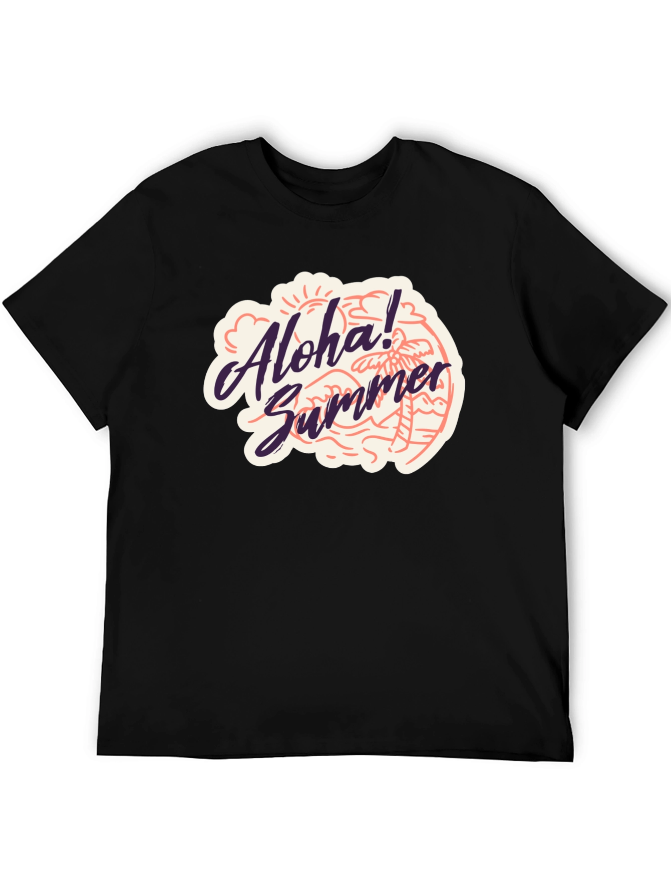 Aloha Summer Black T-Shirt - Beach Vibes