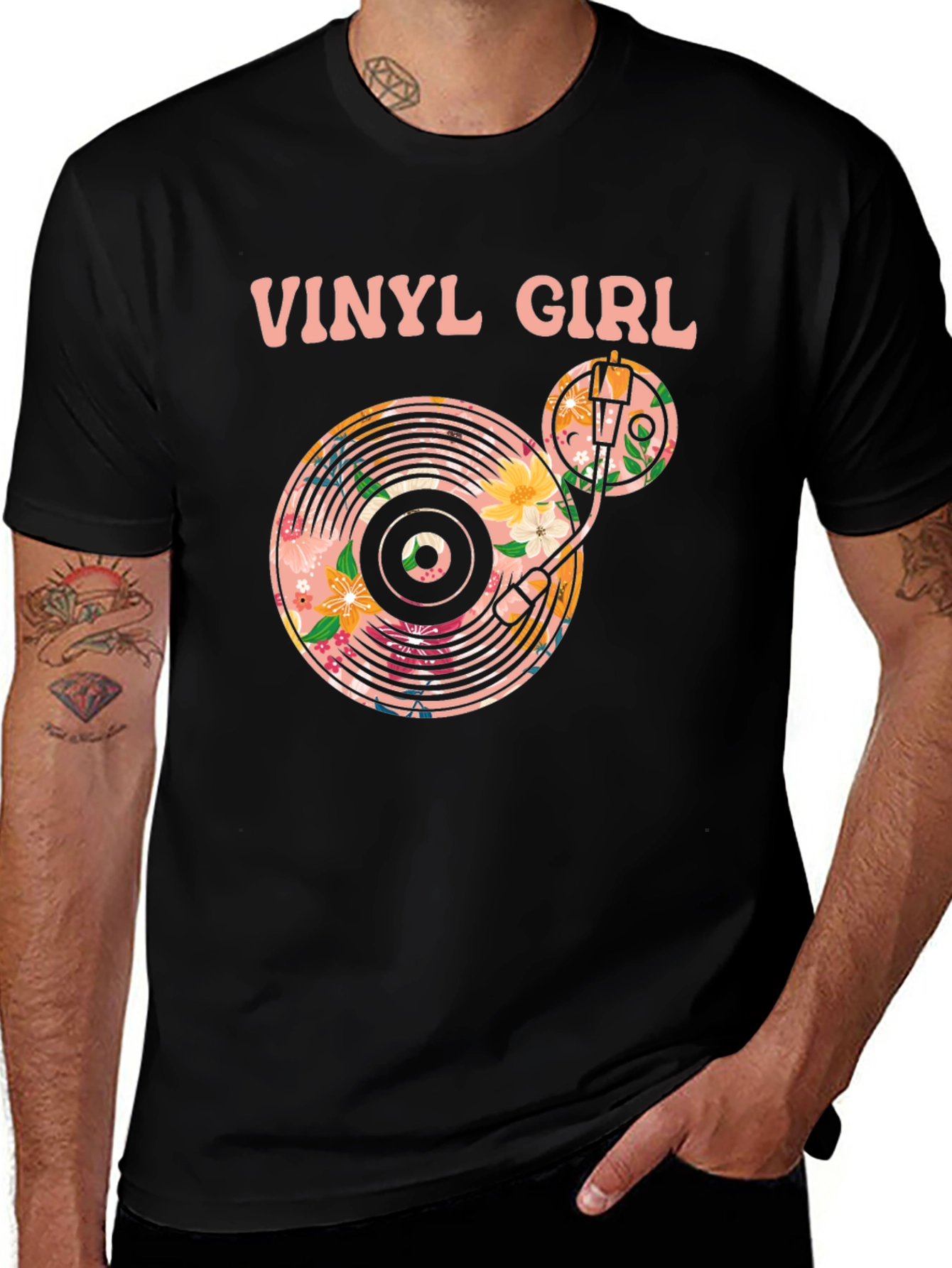 Vinyl Girl Floral Graphic T-Shirt