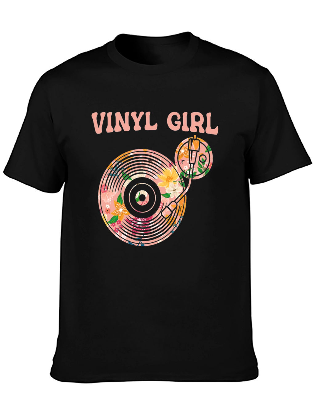 Vinyl Girl Floral Graphic T-Shirt