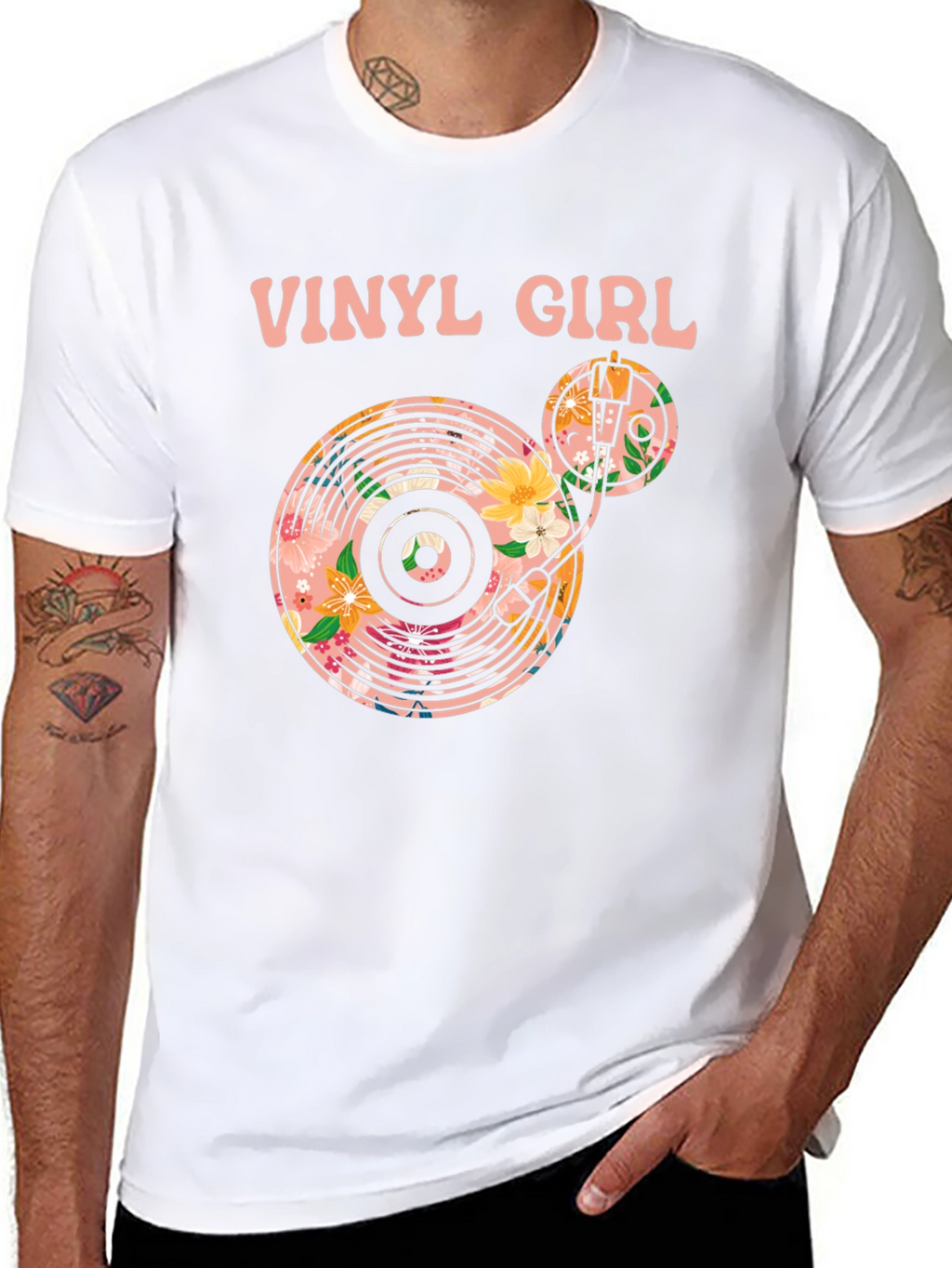 Vinyl Girl Floral Graphic T-Shirt