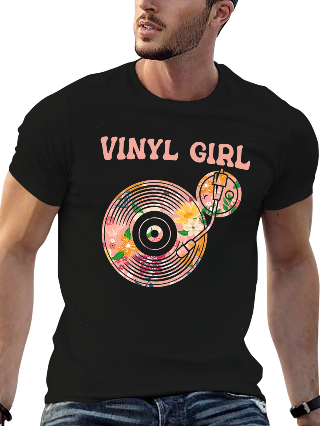 Vinyl Girl Floral Graphic T-Shirt