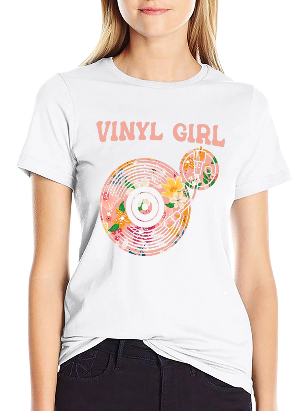 Vinyl Girl Floral Graphic T-Shirt