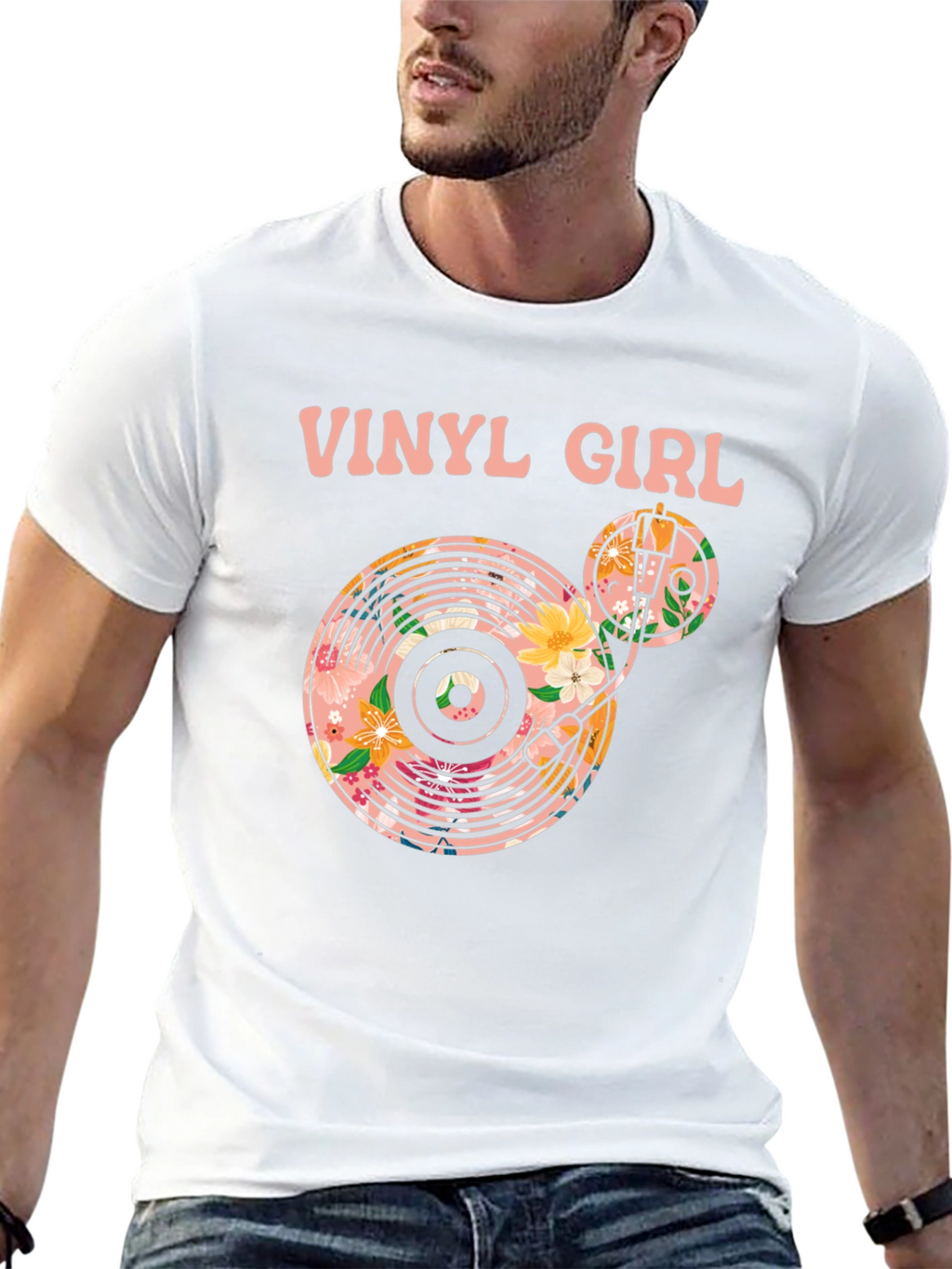 Vinyl Girl Floral Graphic T-Shirt