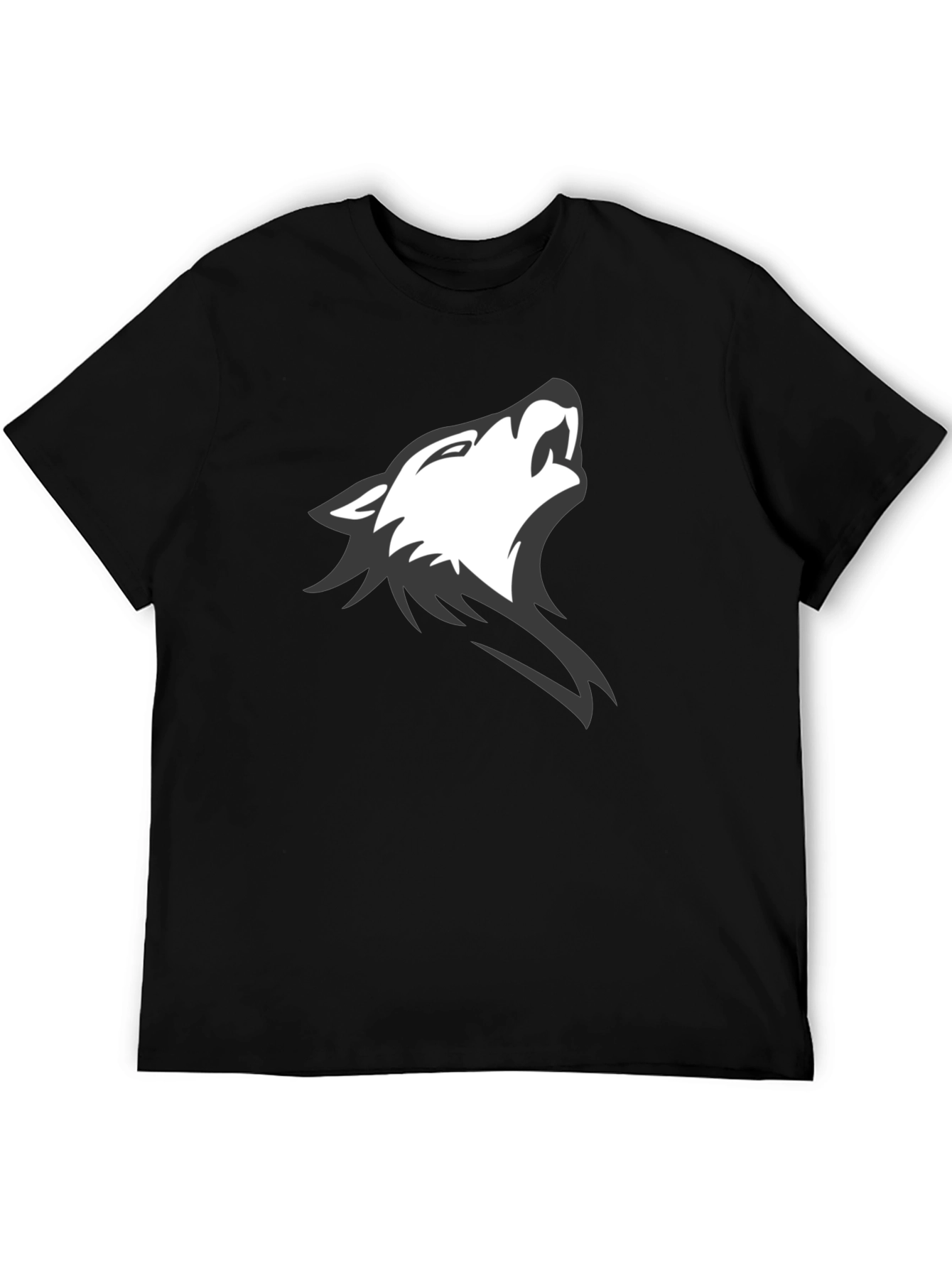 Black Wolf Graphic Tee - Mens Short Sleeve Casual Shirt