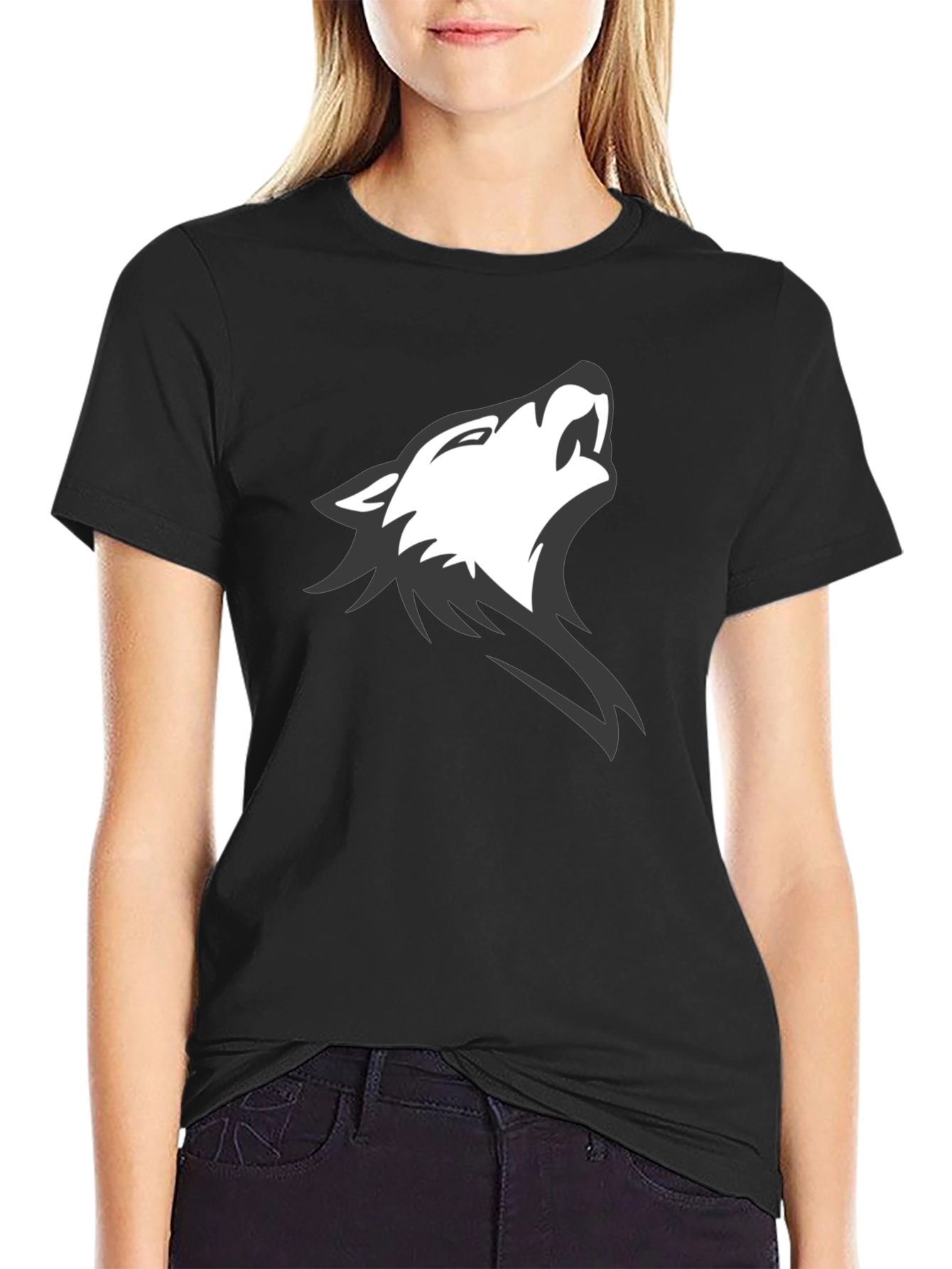 Black Wolf Graphic Tee - Mens Short Sleeve Casual Shirt