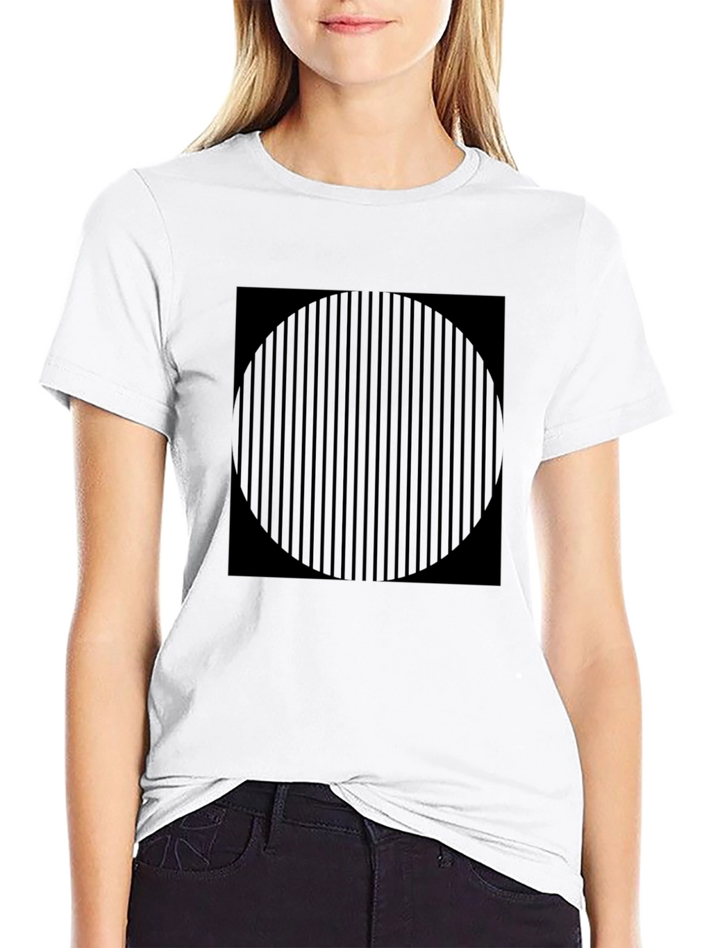 Striped Circle Graphic Black T-Shirt