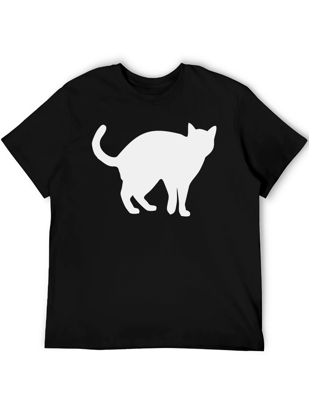 Cool Cat Silhouette Graphic Tee - Black Cotton Shirt