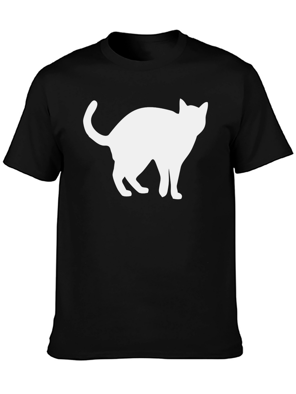 Cool Cat Silhouette Graphic Tee - Black Cotton Shirt