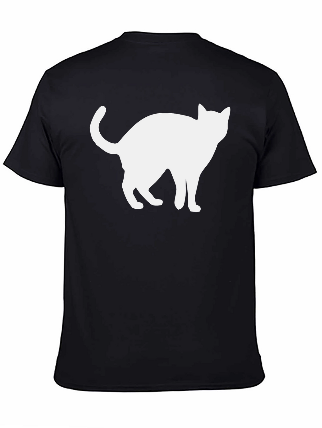 Cool Cat Silhouette Graphic Tee - Black Cotton Shirt