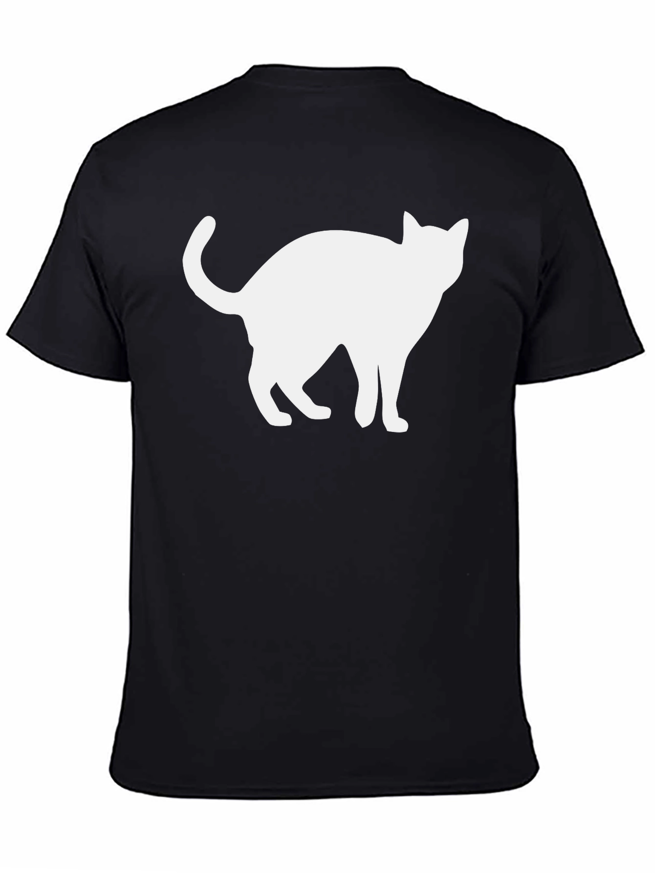 Cool Cat Silhouette Graphic Tee - Black Cotton Shirt