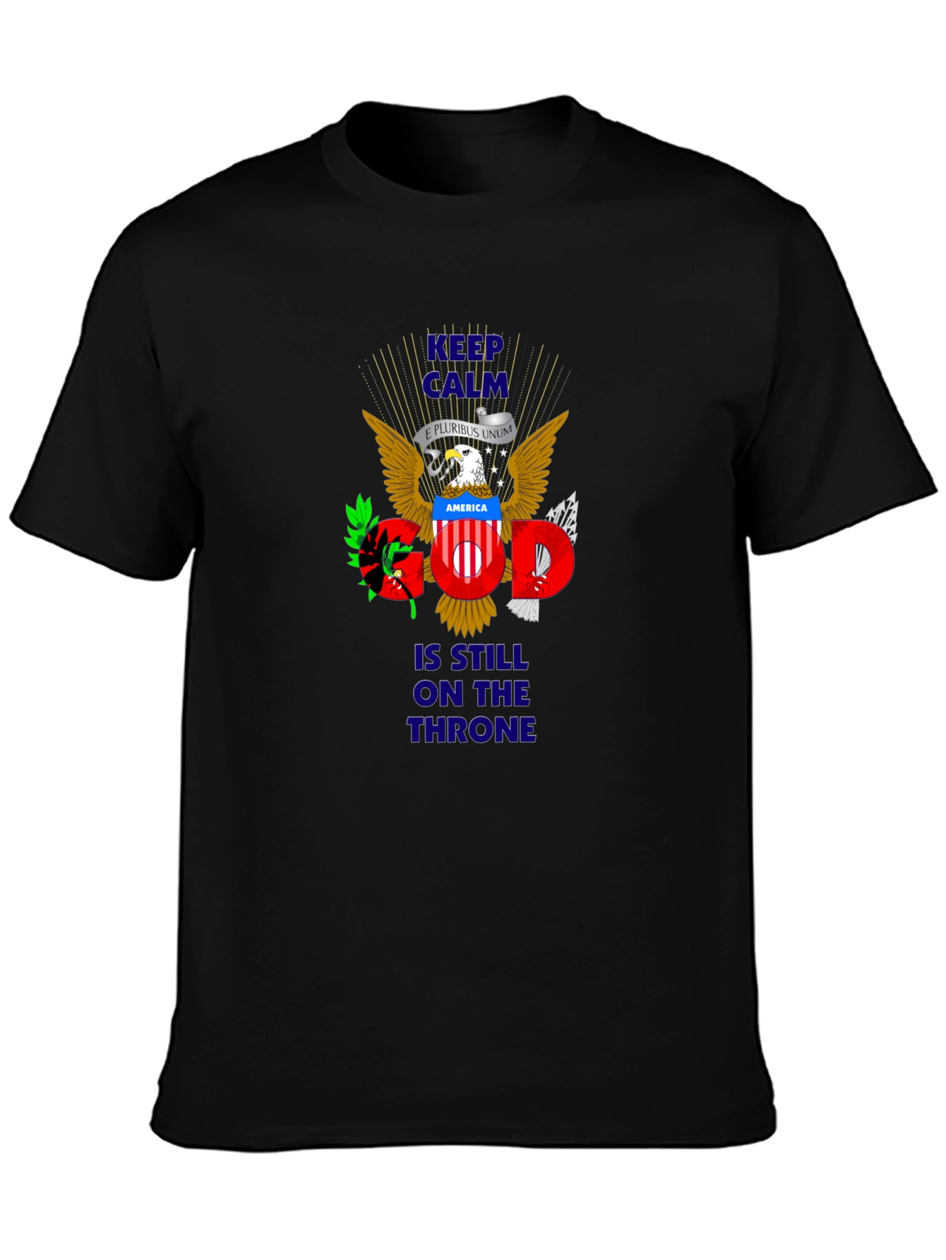Patriotic Keep Calm God On Throne T-Shirt