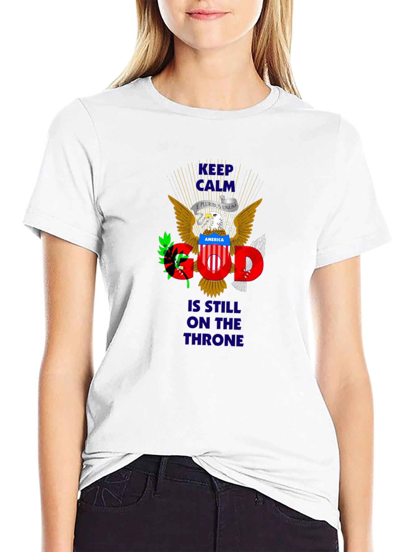 Patriotic Keep Calm God On Throne T-Shirt